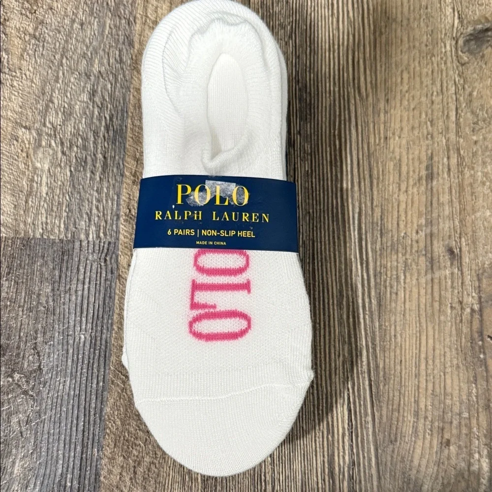 Polo by Ralph Lauren White Socks with Pink Logo